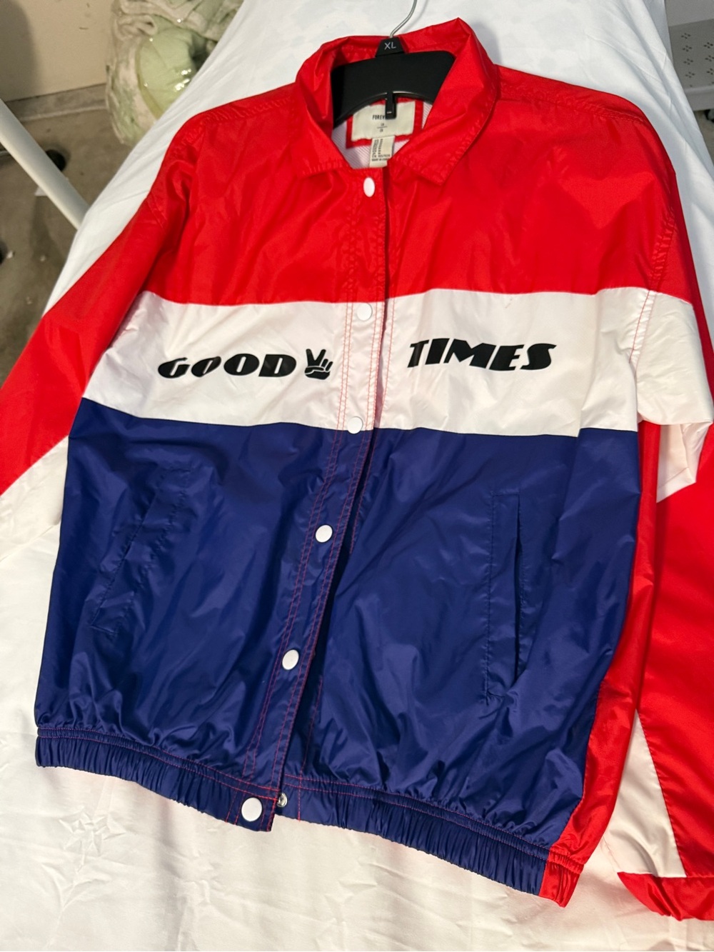 Forever 21 Red Snap Front Windbreaker Jacket